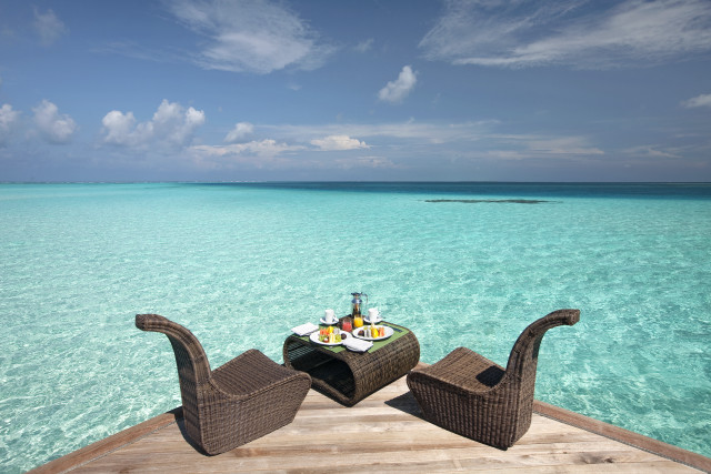 Tranquil dock table food boat free wallpaper - medium preview image