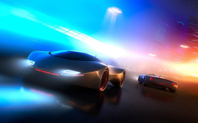 Futuristic car street background bright #2 free wallpaper - medium preview image