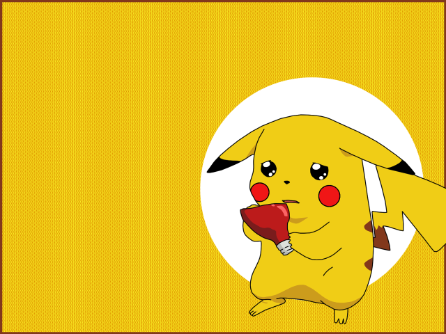 Pikachu red apple yellow background free wallpaper - medium preview image