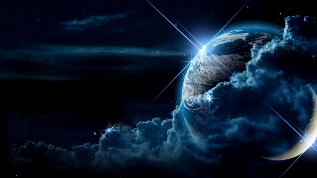 Earth view space stars clouds free wallpaper - medium preview image