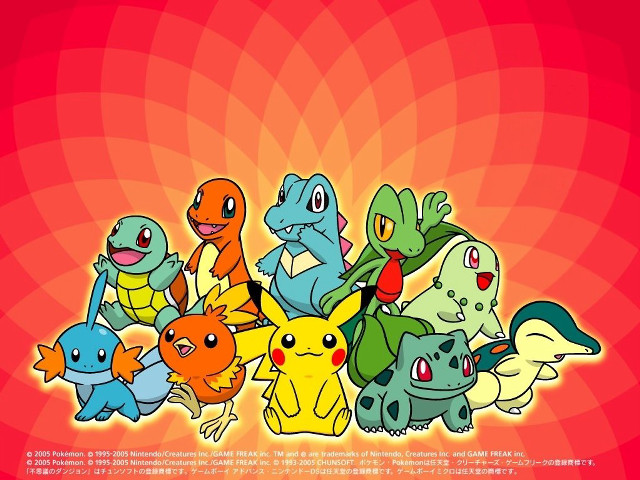 Pokemon starters red background checkered free wallpaper - medium preview image