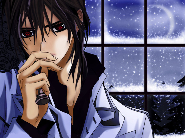 Man black hair red eyes free wallpaper - medium preview image