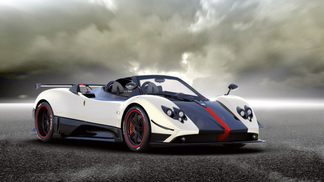 White black sportscar redrims cloudysky free wallpaper - medium preview image