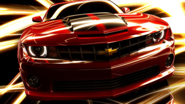 Red car black stripe hood #2 free wallpaper - medium preview image