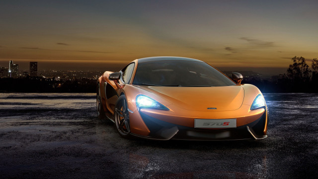 Sports car night city person free wallpaper - medium preview image
