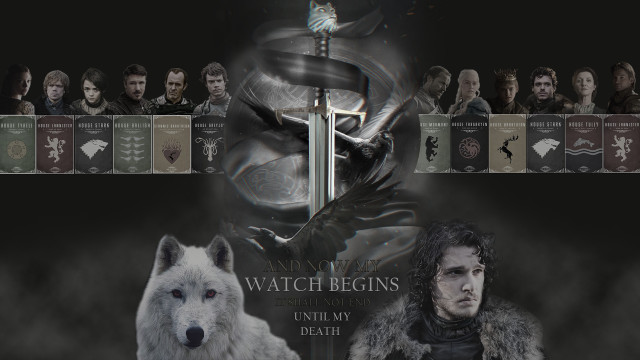 Man sword wolf banner image free wallpaper for desktop - medium preview image