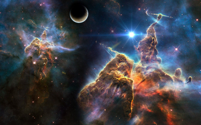 Large star cluster galaxy moon free wallpaper - medium preview image