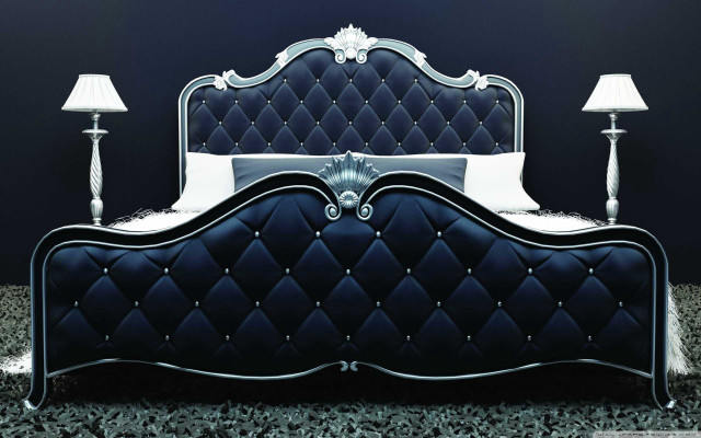 Bed black headboard lamps black free wallpaper - medium preview image