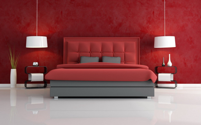 Red bed white lamp red free wallpaper - medium preview image