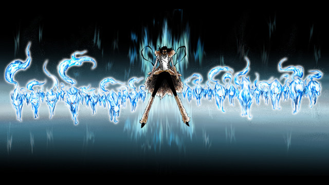 Woman floating blue lights body free wallpaper - medium preview image