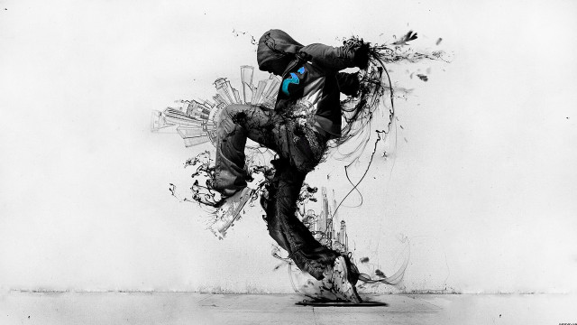 Man skateboard trick blue shirt free wallpaper - medium preview image