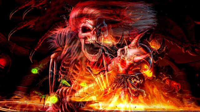 Demonic demon face flames background free wallpaper - medium preview image