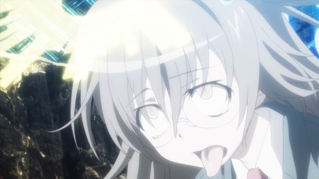 White haired girl glasses tongue free wallpaper - medium preview image