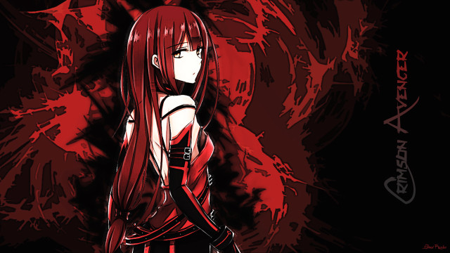 Woman red hair demon background free wallpaper - medium preview image