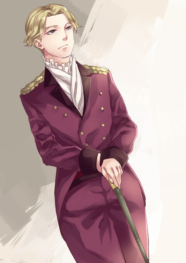 Man purple coat holding cane free wallpaper - medium preview image