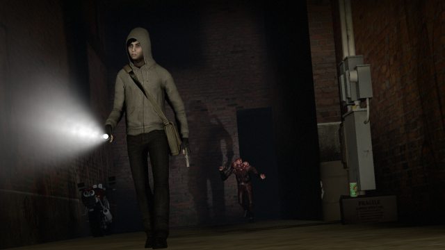 Man hooded jacket dark alley free wallpaper - medium preview image