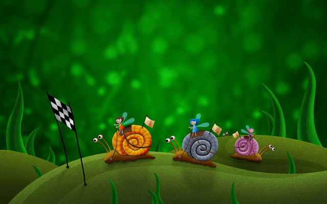 Snails racing green field flag free wallpaper - medium preview image