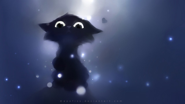 Black cat glowing eyes blue #2 free wallpaper - medium preview image
