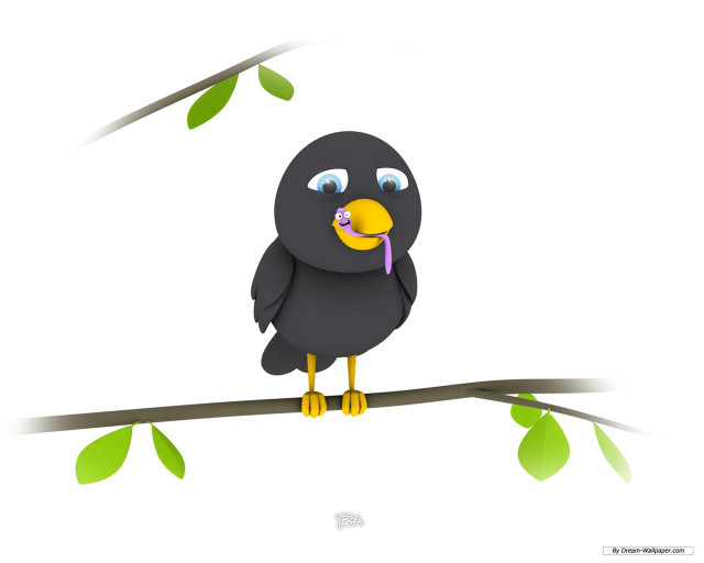 Black bird toothbrush branch leaf free wallpaper - medium preview image
