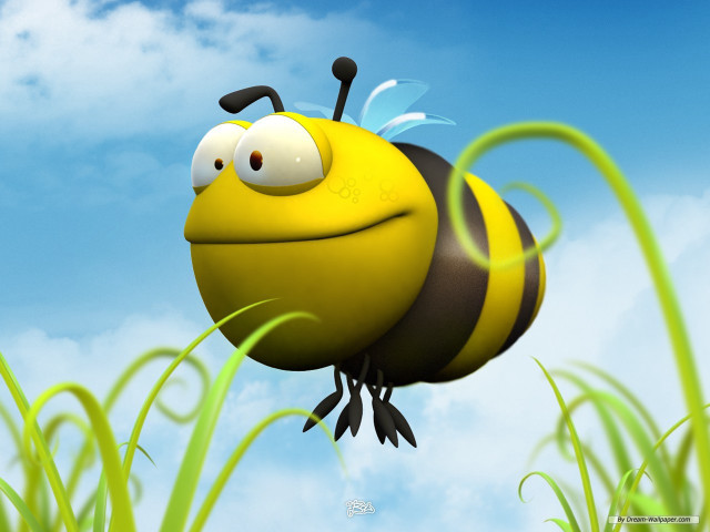 Cartoon bee flying air open free wallpaper - medium preview image
