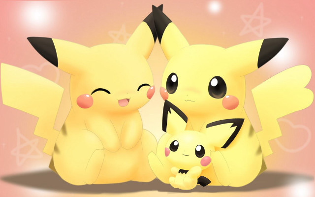 Pikachu couple sitting pink background free wallpaper - medium preview image