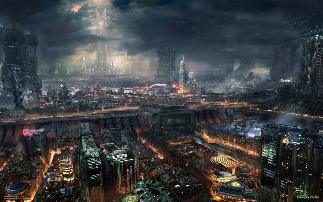 Cityscape tall buildings nighttime lights #3 free wallpaper - medium preview image