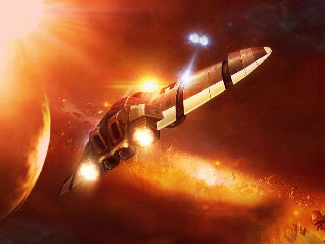 Spaceship flying space star planet free wallpaper - medium preview image