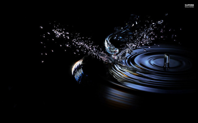 Water drop black pool background free wallpaper - medium preview image