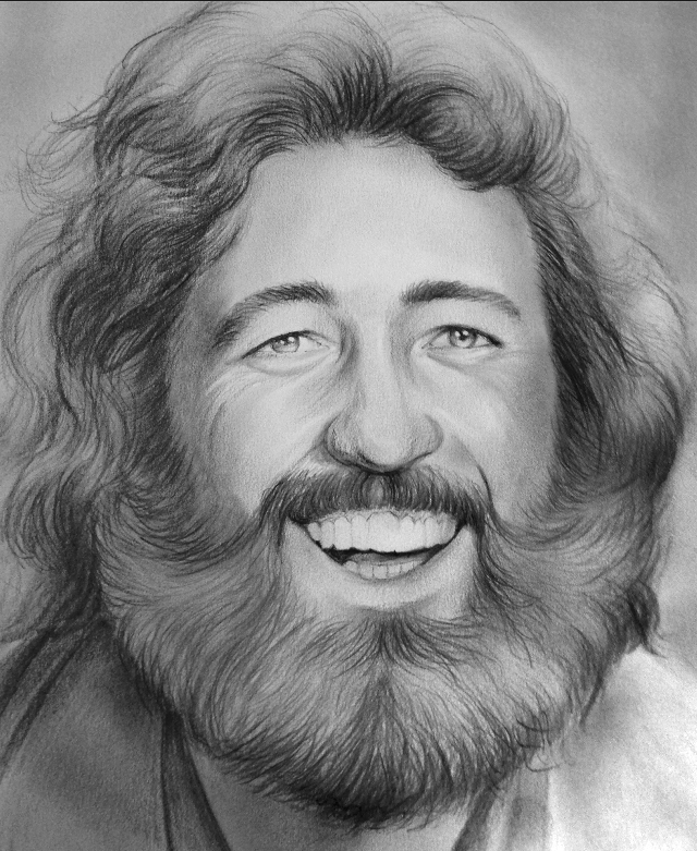 Bearded smiling man drawing artwork free wallpaper - medium preview image