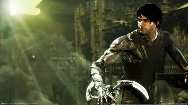 Man sword futuristic setting smoke free wallpaper - medium preview image