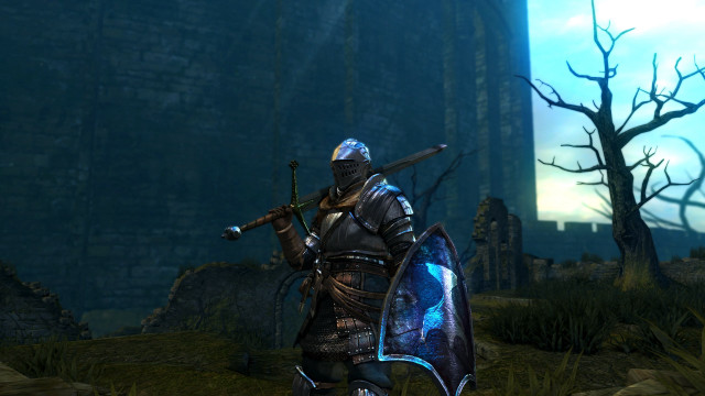Knight fantasy sword shield glowing free wallpaper - medium preview image