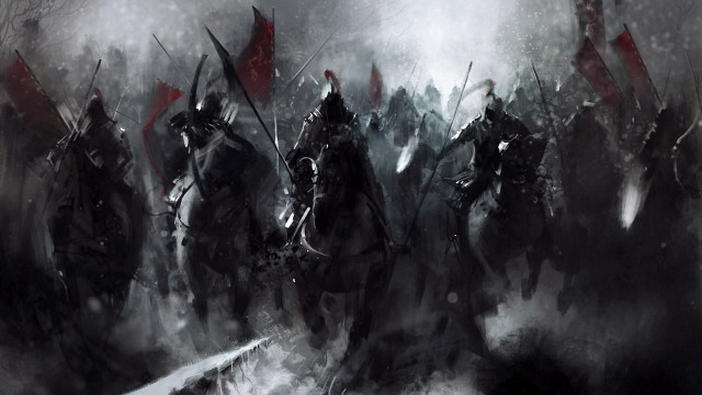 Group horses snow flags man free wallpaper - medium preview image