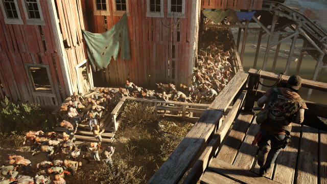 Man walking wooden ramp building free wallpaper - medium preview image