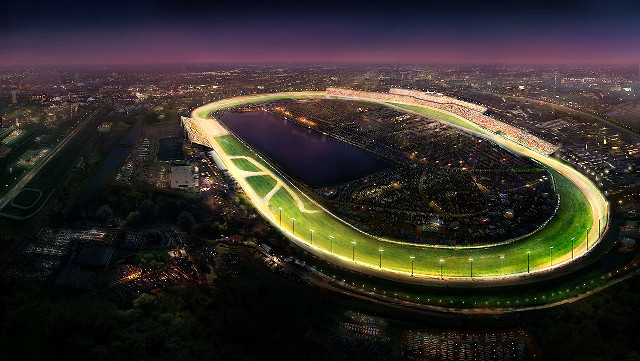 Circular building green light river free wallpaper - medium preview image