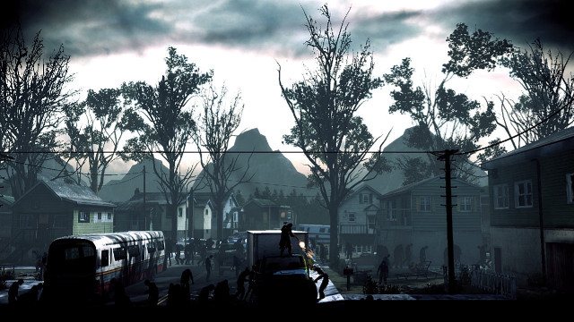 Dark city cloudy sky person free wallpaper - medium preview image