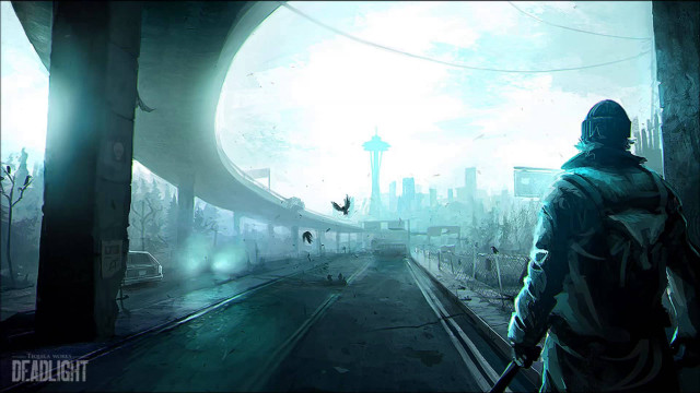 Futuristic man cityscape bird flying free wallpaper - medium preview image