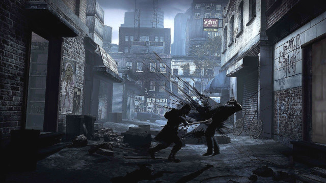 Couple city street building background free wallpaper - medium preview image