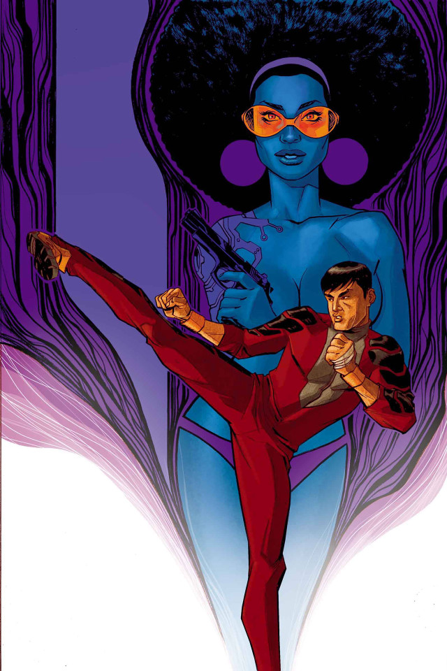 Afrofuturism dancing redsuits redglasses purpleblue free wallpaper - medium preview image