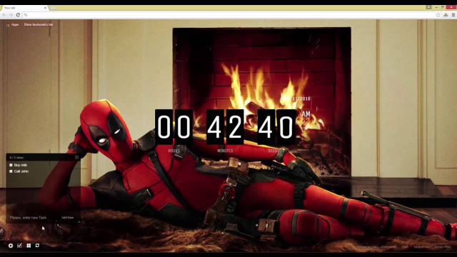 Deadpool fireplace time laying floor free wallpaper - medium preview image
