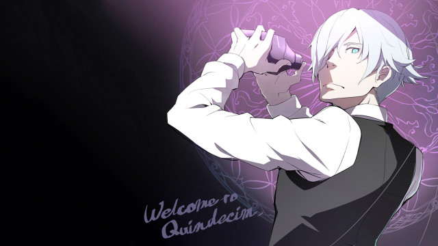 Whitehair blackvest purpleobject purplebackground gothic free wallpaper - medium preview image