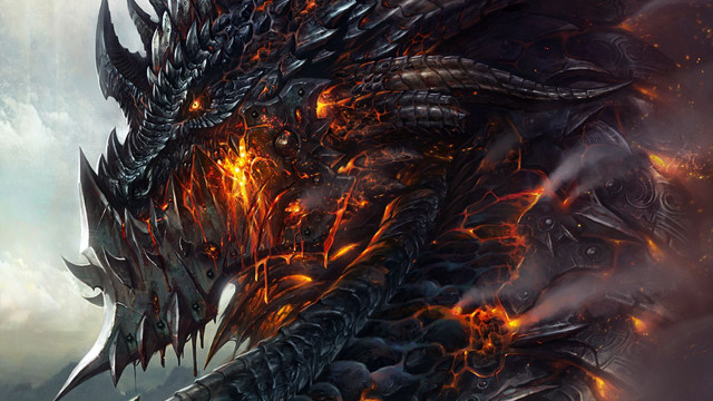 Dragon huge head flames face free wallpaper - medium preview image