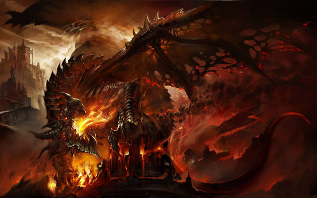 Dragon fire breathing winged creature #2 free wallpaper - medium preview image