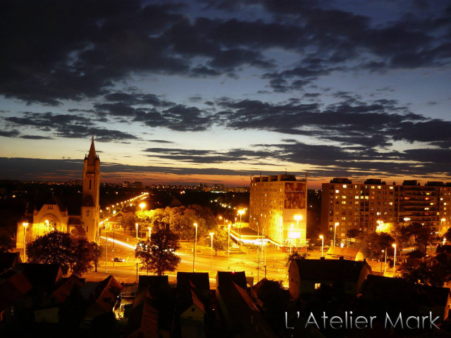 City night clock tower cloudy free wallpaper - medium preview image