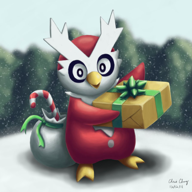 Cartoon bird christmas present snow #2 free wallpaper - medium preview image
