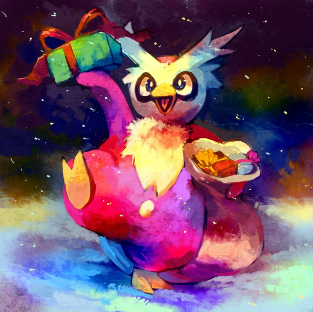 Owl holding food gift wrapped free wallpaper - medium preview image