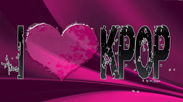 Pink heart kpop black white free wallpaper - medium preview image
