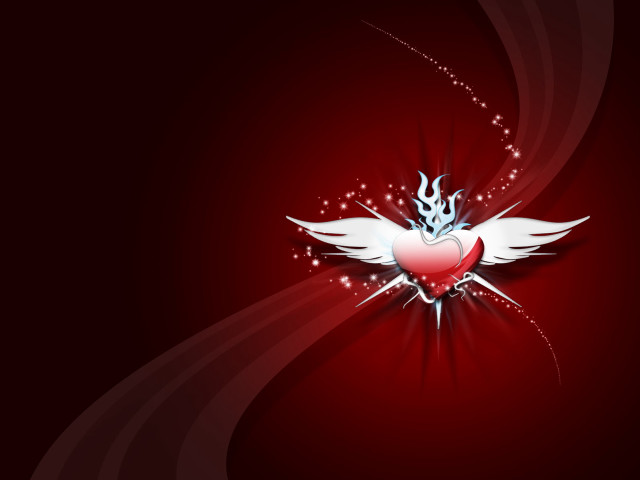 Heart wings crown side image free wallpaper - medium preview image