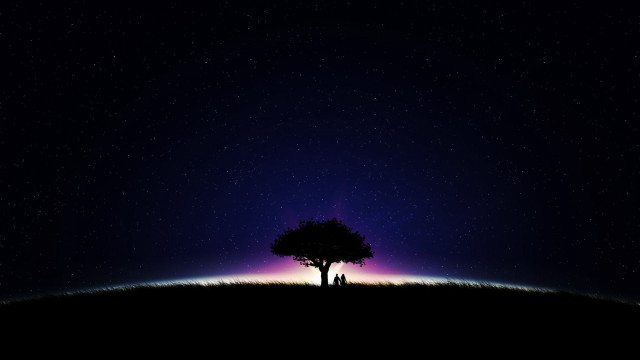 Tree field stars purple blue free wallpaper - medium preview image