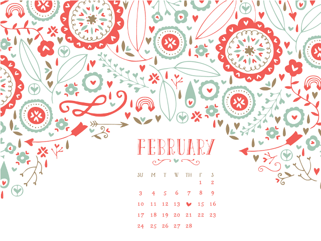 Floral calendar february design cover free wallpaper - medium preview image