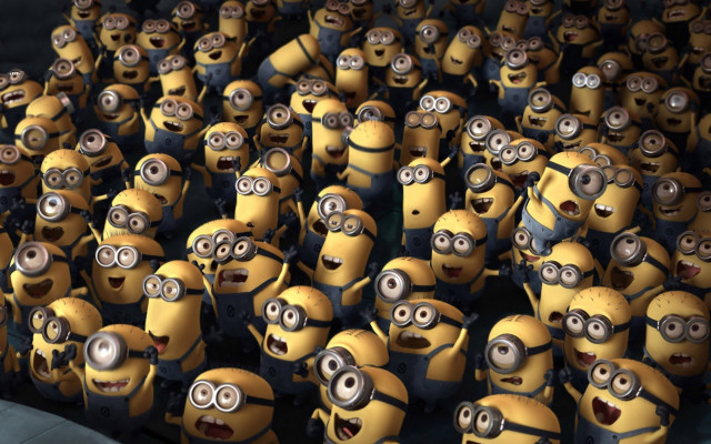 Minions group surprised eyes wide free wallpaper - medium preview image